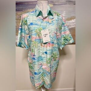 🥳💐NWT Ladies Florida Print Button Up Collared Blouse, Size: XL